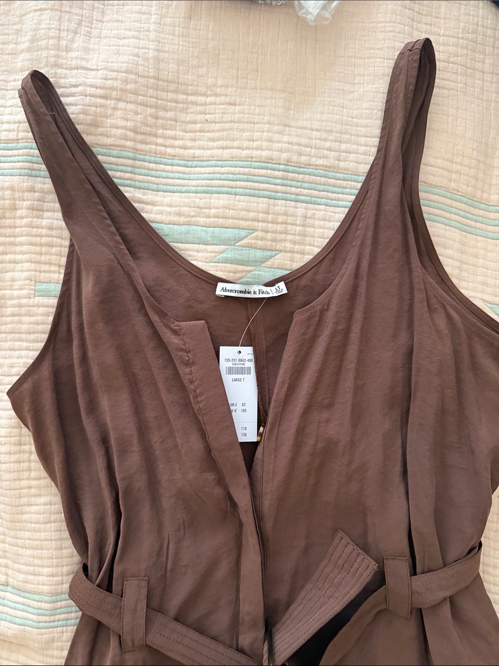Abercrombie & Fitch Chocolate Brown Sleeveless Belted Dress